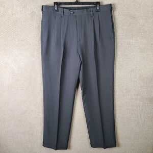 Haggar Pants Mens 36x32 Gray‎ Classic Fit Pleated Dress Trouser Polyester